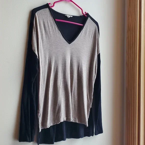Madewell Tan & Black V-Neck Jersey Size Medium - Picture 2 of 10